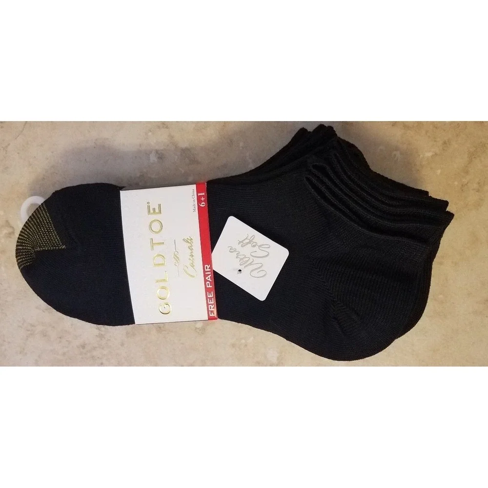 GoldToe Casuals Women Socks Liners Low Cut 7pk Black Gray Fits Shoe size 6-9 NEW
